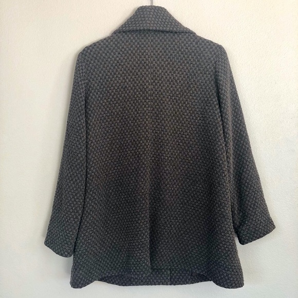 EILEEN FISHER Woven A-Line Single Button Brown Coat Jacket - Picture 4 of 9